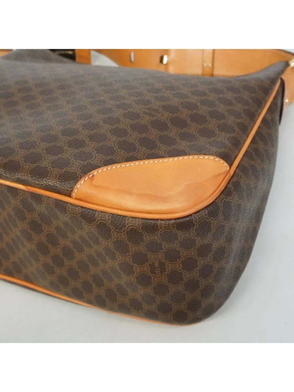 Celine Shoulder Bag Macadam Brown Gold